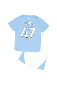 Fotbalové Dres Manchester City Phil Foden #47 Dětské Domácí Oblečení 2023-24 Krátký Rukáv (+ trenýrky)